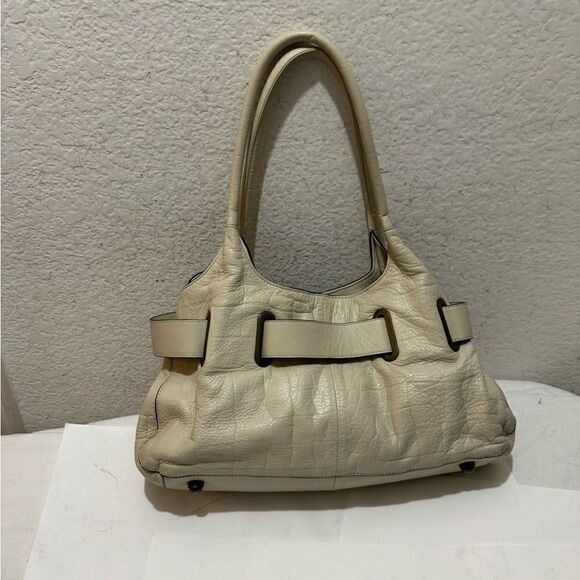 white house black market cream bag belted genuine leather satchel bag - Picture 14 of 14